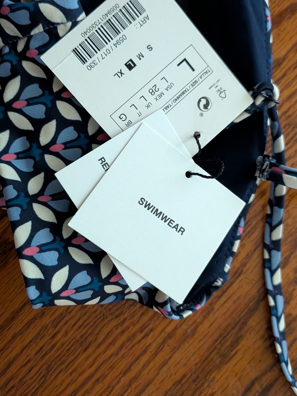 Zara Blue & Pink Ruffle Print Bikini Top - Picture 5 of 6